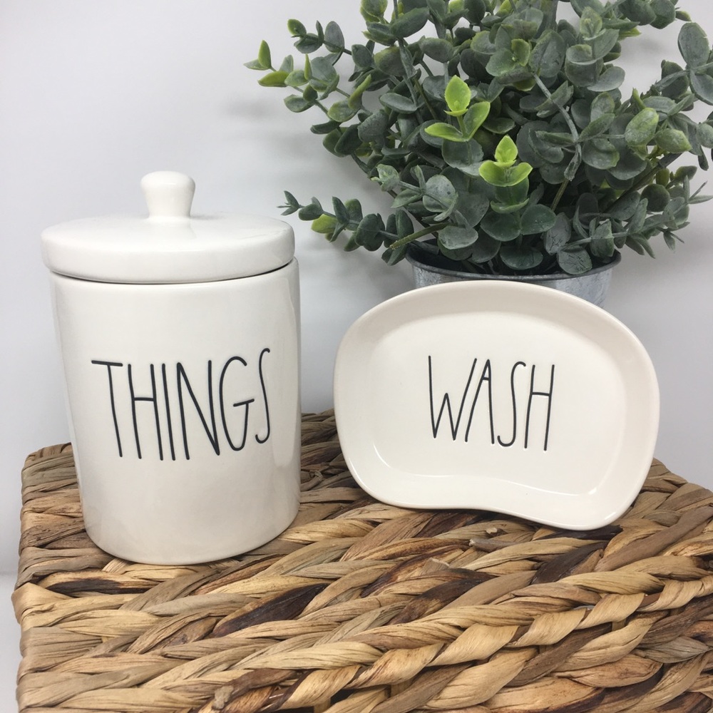 SOLD! NWT Rae Dunn WASH & THINGS Bathroom Set ๐ - Picture 1 of 4